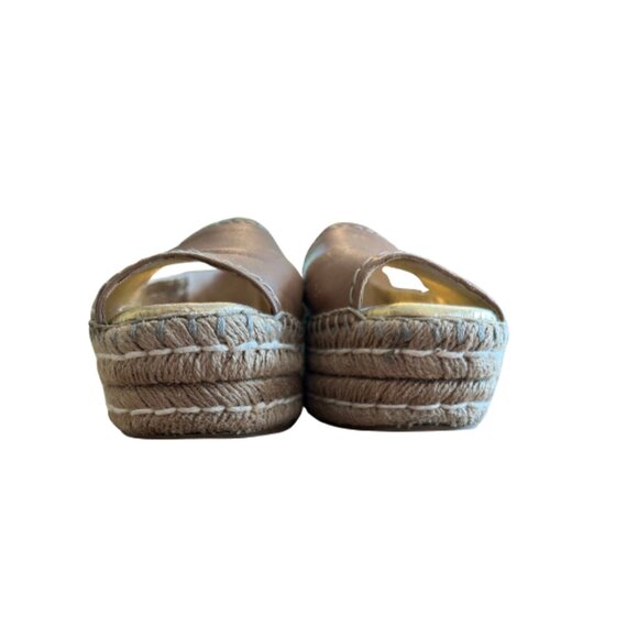 Prada Tan Leather Espadrille Platform Slip Ons | Women’s Size 39 (US 8.5) - Picture 4 of 10